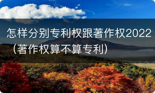 怎样分别专利权跟著作权2022（著作权算不算专利）