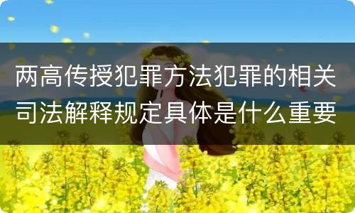 两高传授犯罪方法犯罪的相关司法解释规定具体是什么重要内容