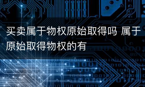 买卖属于物权原始取得吗 属于原始取得物权的有