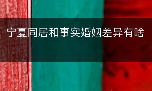 宁夏同居和事实婚姻差异有啥