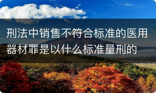 刑法中销售不符合标准的医用器材罪是以什么标准量刑的