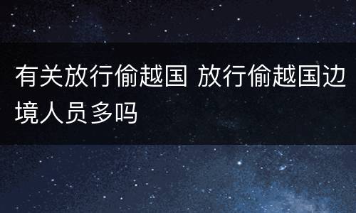 有关放行偷越国 放行偷越国边境人员多吗