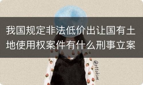 我国规定非法低价出让国有土地使用权案件有什么刑事立案追诉标准