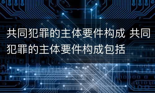 共同犯罪的主体要件构成 共同犯罪的主体要件构成包括