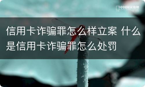 信用卡诈骗罪怎么样立案 什么是信用卡诈骗罪怎么处罚