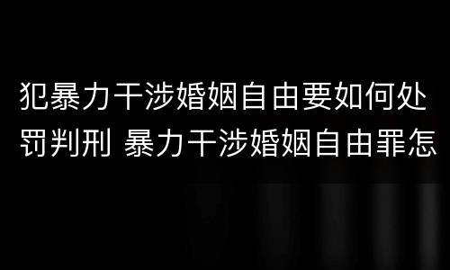 犯暴力干涉婚姻自由要如何处罚判刑 暴力干涉婚姻自由罪怎么判刑
