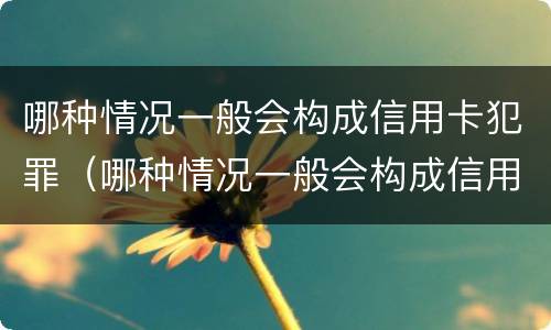 哪种情况一般会构成信用卡犯罪（哪种情况一般会构成信用卡犯罪行为）