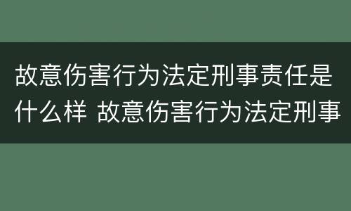 故意伤害行为法定刑事责任是什么样 故意伤害行为法定刑事责任是什么样的案件