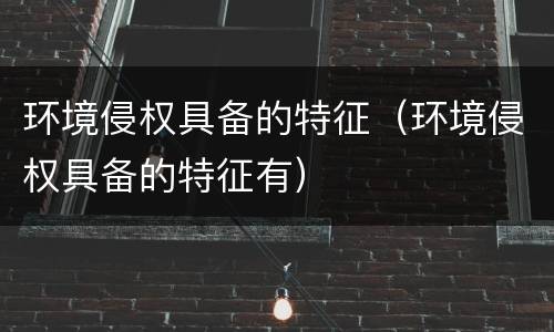 环境侵权具备的特征（环境侵权具备的特征有）