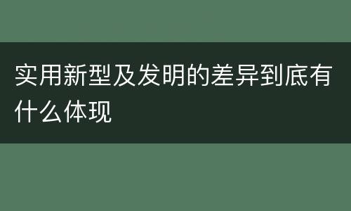 实用新型及发明的差异到底有什么体现