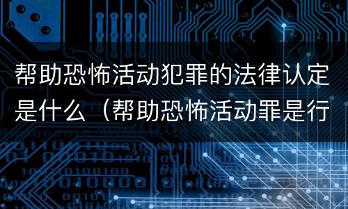 帮助恐怖活动犯罪的法律认定是什么（帮助恐怖活动罪是行为犯吗）