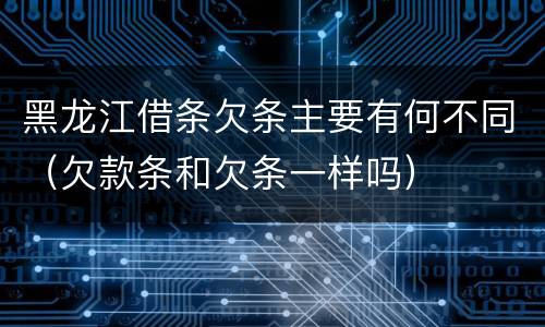 黑龙江借条欠条主要有何不同（欠款条和欠条一样吗）
