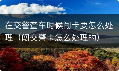 在交警查车时候闯卡要怎么处理（闯交警卡怎么处理的）