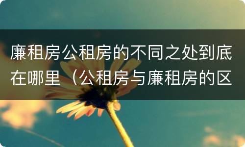 廉租房公租房的不同之处到底在哪里（公租房与廉租房的区别都在此,别再搞错了!）