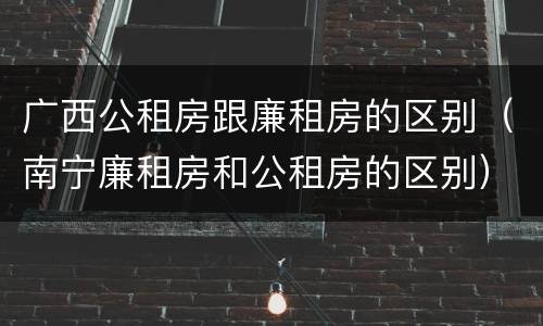 广西公租房跟廉租房的区别（南宁廉租房和公租房的区别）