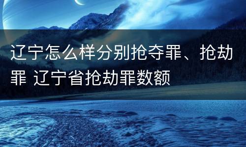辽宁怎么样分别抢夺罪、抢劫罪 辽宁省抢劫罪数额