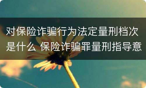 对保险诈骗行为法定量刑档次是什么 保险诈骗罪量刑指导意见