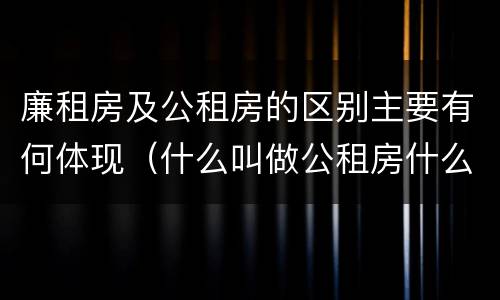廉租房及公租房的区别主要有何体现（什么叫做公租房什么叫做廉租房）