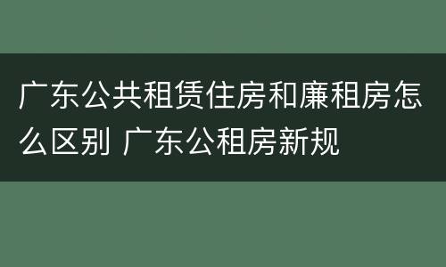 广东公共租赁住房和廉租房怎么区别 广东公租房新规