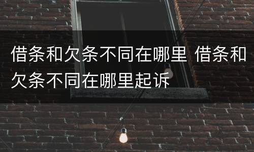 借条和欠条不同在哪里 借条和欠条不同在哪里起诉