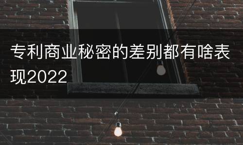 专利商业秘密的差别都有啥表现2022
