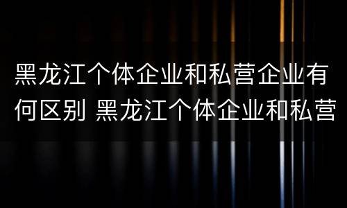 黑龙江个体企业和私营企业有何区别 黑龙江个体企业和私营企业有何区别和联系