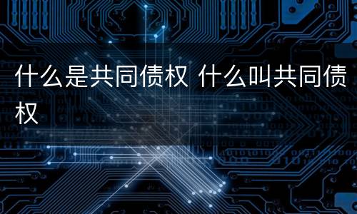 什么是共同债权 什么叫共同债权