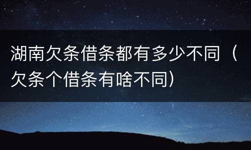 湖南欠条借条都有多少不同（欠条个借条有啥不同）