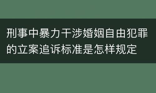 刑事中暴力干涉婚姻自由犯罪的立案追诉标准是怎样规定