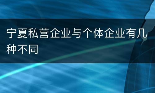 宁夏私营企业与个体企业有几种不同
