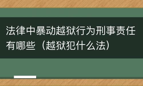 法律中暴动越狱行为刑事责任有哪些（越狱犯什么法）