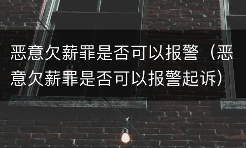 恶意欠薪罪是否可以报警（恶意欠薪罪是否可以报警起诉）