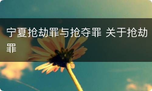 宁夏抢劫罪与抢夺罪 关于抢劫罪