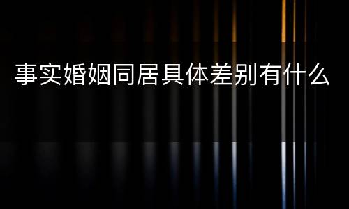 事实婚姻同居具体差别有什么