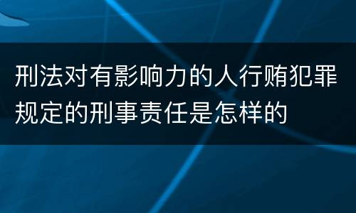 刑法对有影响力的人行贿犯罪规定的刑事责任是怎样的