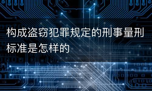 构成盗窃犯罪规定的刑事量刑标准是怎样的