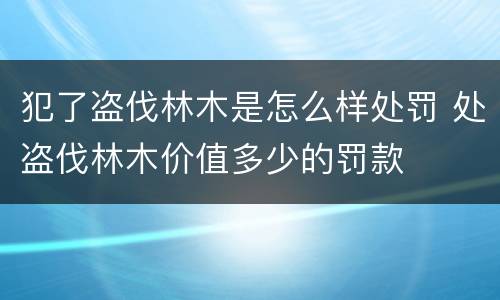 犯了盗伐林木是怎么样处罚 处盗伐林木价值多少的罚款