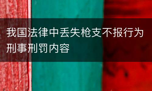 我国法律中丢失枪支不报行为刑事刑罚内容