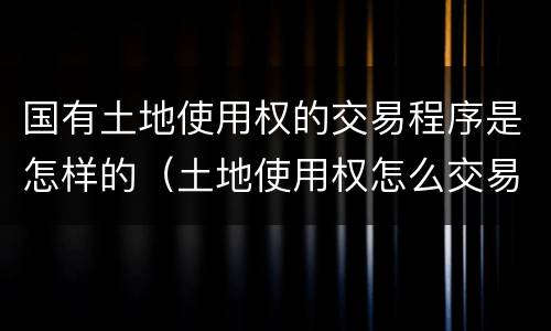 国有土地使用权的交易程序是怎样的（土地使用权怎么交易）