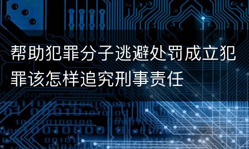 帮助犯罪分子逃避处罚成立犯罪该怎样追究刑事责任