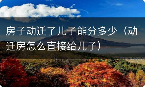 房子动迁了儿子能分多少（动迁房怎么直接给儿子）