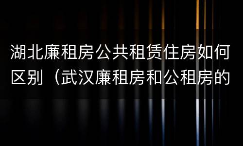 湖北廉租房公共租赁住房如何区别（武汉廉租房和公租房的区别）