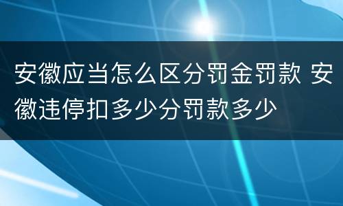安徽应当怎么区分罚金罚款 安徽违停扣多少分罚款多少