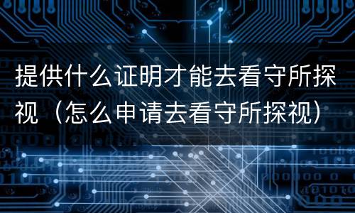 提供什么证明才能去看守所探视（怎么申请去看守所探视）