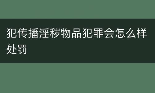 犯传播淫秽物品犯罪会怎么样处罚