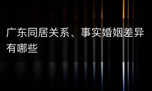 广东同居关系、事实婚姻差异有哪些