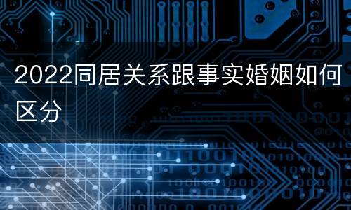 2022同居关系跟事实婚姻如何区分