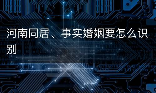 河南同居、事实婚姻要怎么识别