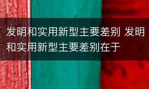 发明和实用新型主要差别 发明和实用新型主要差别在于