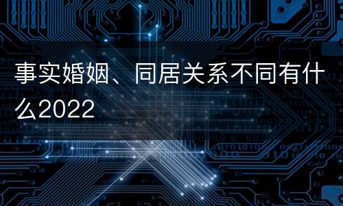 事实婚姻、同居关系不同有什么2022